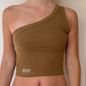 SET Active One Shoulder Penny Brown Top